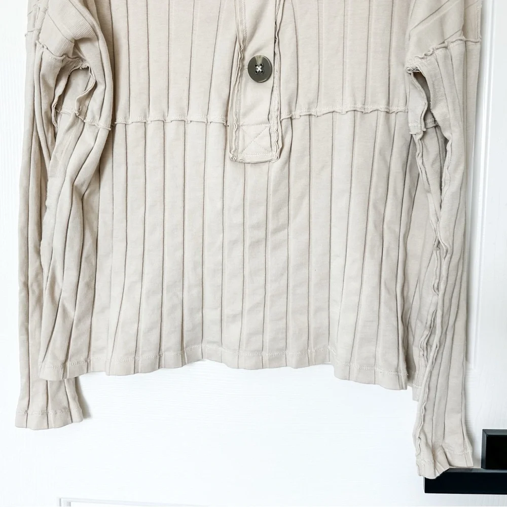 FREE PEOPLE We The Free In The Mix Henley Women's Cream Top - XSmall